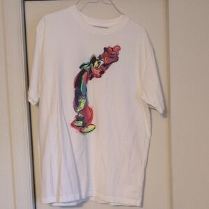 Disney White T-Shirt with Colorful Goofy Size L